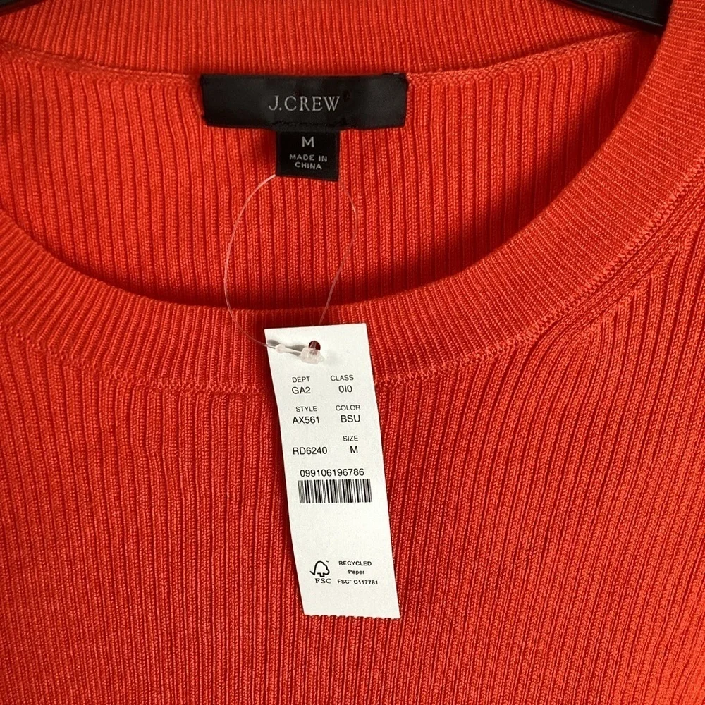 J. Crew NWT  Red / orange Puff Sleeve sweater Size Medium